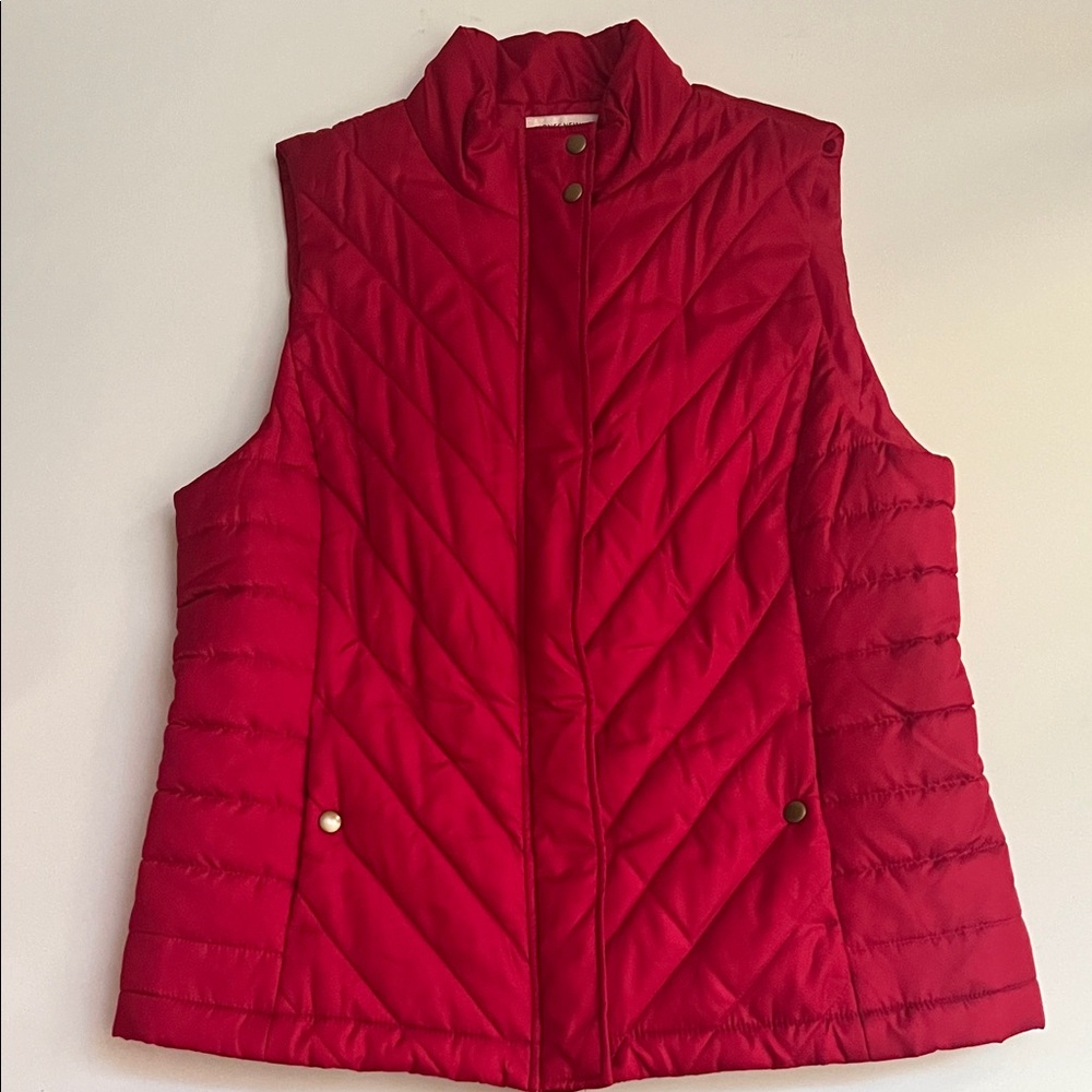 Jones New York Vibrant Red Quilted Vest